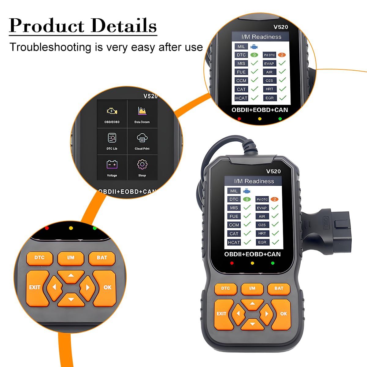 V520, scanner diagnostico OBD2, lettore di codici motore OBDII con cancellazione codice di errore, tester di guasto del motore automobilistico, universale per SUV, auto, camion