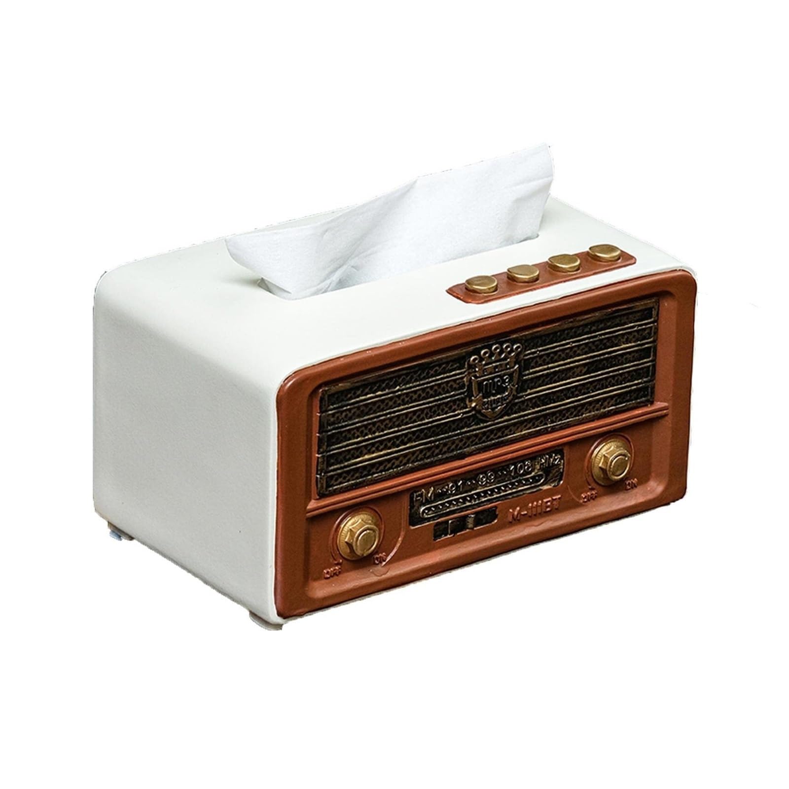 Tissue Dispenser Box Tissue Box Holder Retro Radio Shape Cover For Bathroom Vanity Countertops Napkin Apartment Must Haves(White)