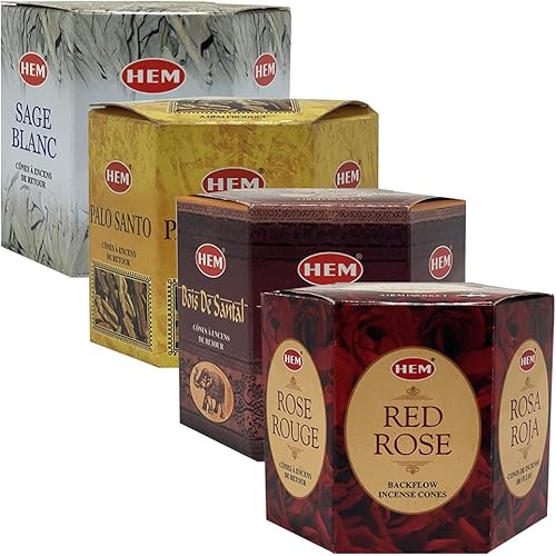 Miniatura 3 de TRUMIRI Conos de incienso  Paquete variado de 4 fragancias (salvia blanca, Palo Santo, sándalo, rosa roja)  160 conos (4 juegos de 40)  Incienso
