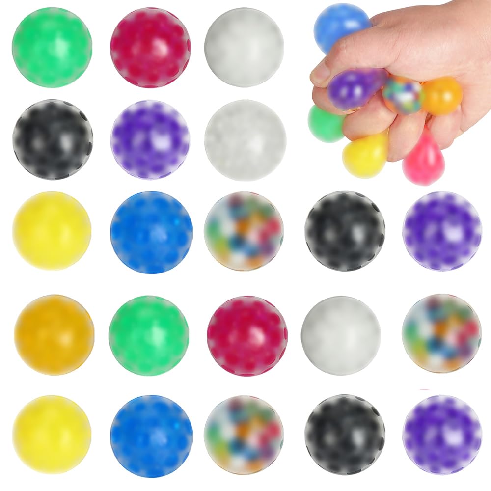 lpvoqpth 20 Pack Mini Stress Balls, Colorful Squishy Squeeze Balls Bulk Goodie Bag Stuffers Fidget Stress Relief Balls for Adults