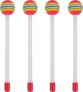 MILISTEN 4Pcs Lollipop Round Felt Drum Stick Mallet Hammer Kids Rainbow Drumsticks Hand Percussion Beat Toy Timpani Mallets Percussion Instrument Accessory