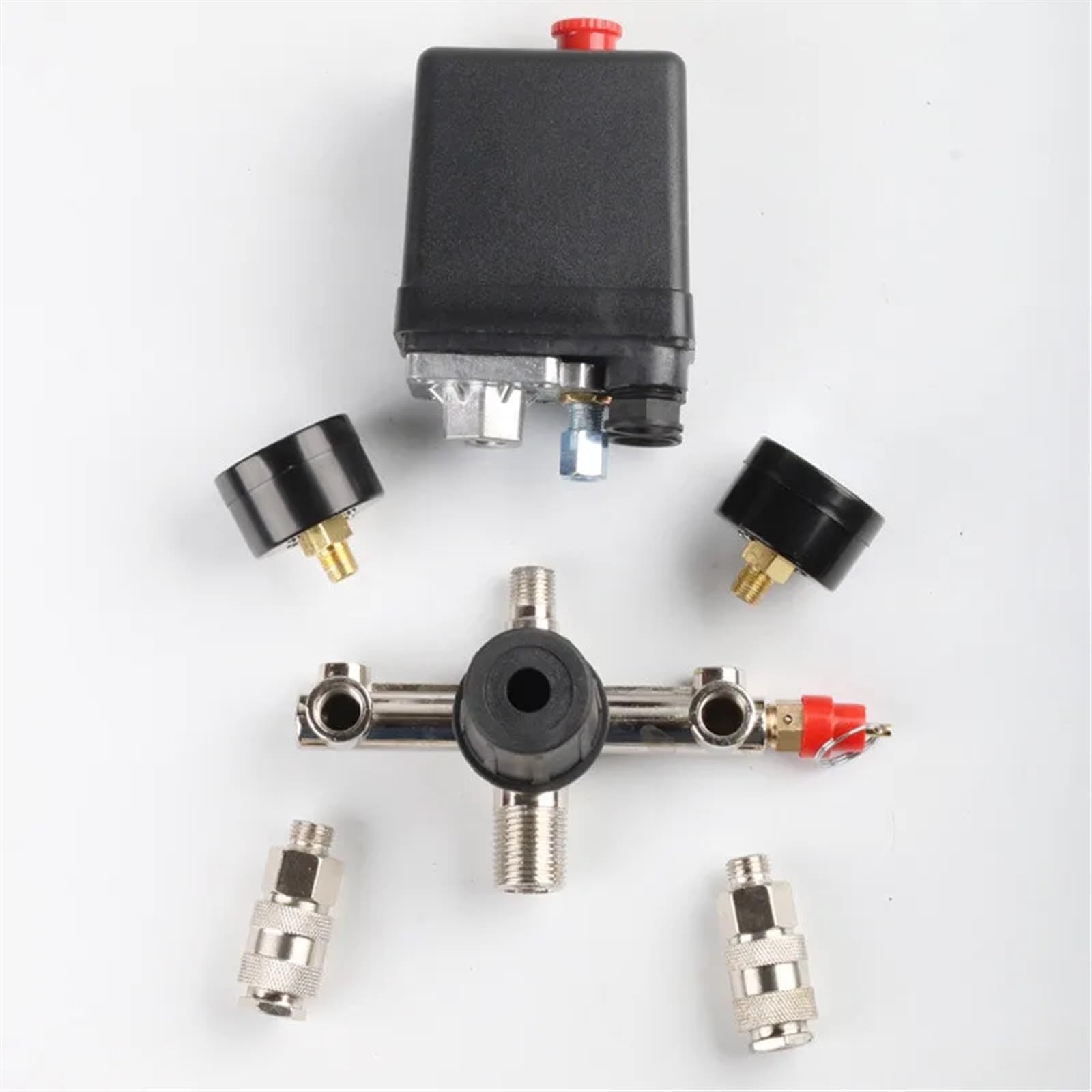 Bomba de compresor Aire 220V/380V 90-120 PSI con Interruptor presión, válvula Control, regulador Alivio del colector manómetro(220v)