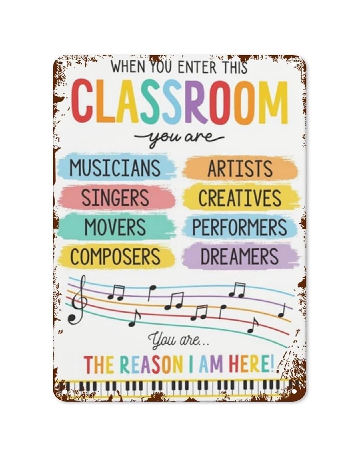 PAJPXPCD Music Teacher Sign Metal Tin Vintage Classroom Rules Wall Decor for School Office 8 X 12 inch