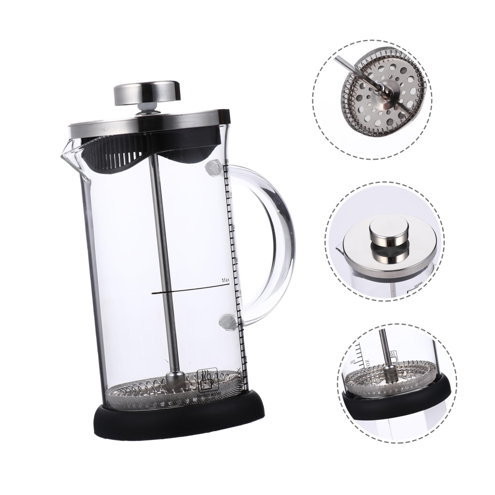 GLEAVI 1pc Stainless Steel Teapot with Heat Resistant Body Coffee Press for Tea and for Home and Bar Use