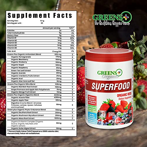 Greens+ Organic Reds Superfood Powder, Antioxidant, Polyphenol, Blend