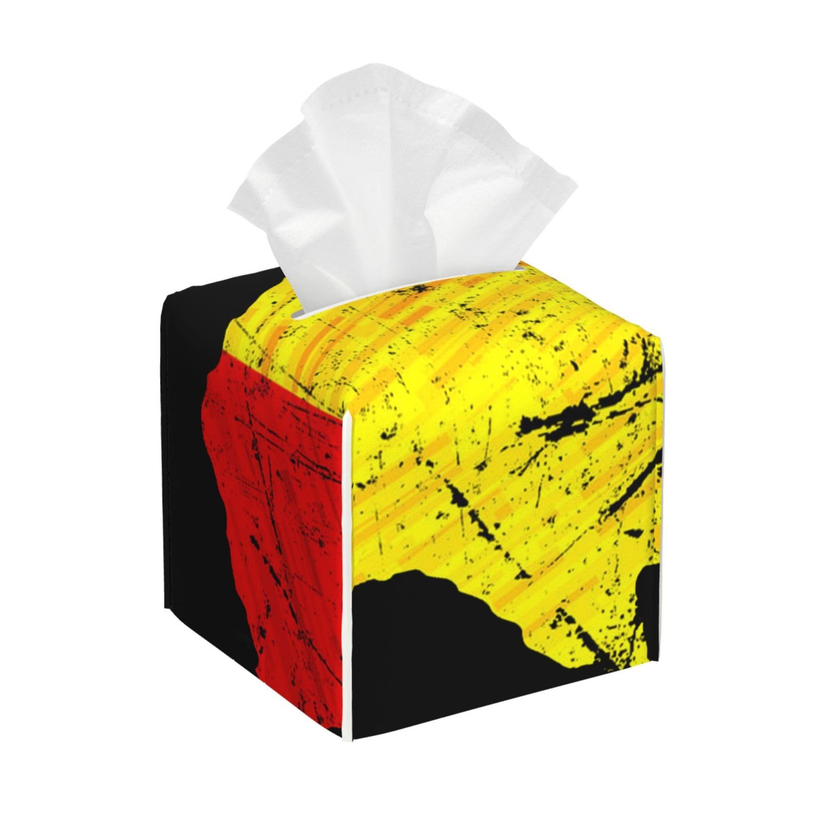 Africa Map Reggae Rasta Square Tissue Box Cover with Modern and Stylish Bottom Tissue Box Storage Space