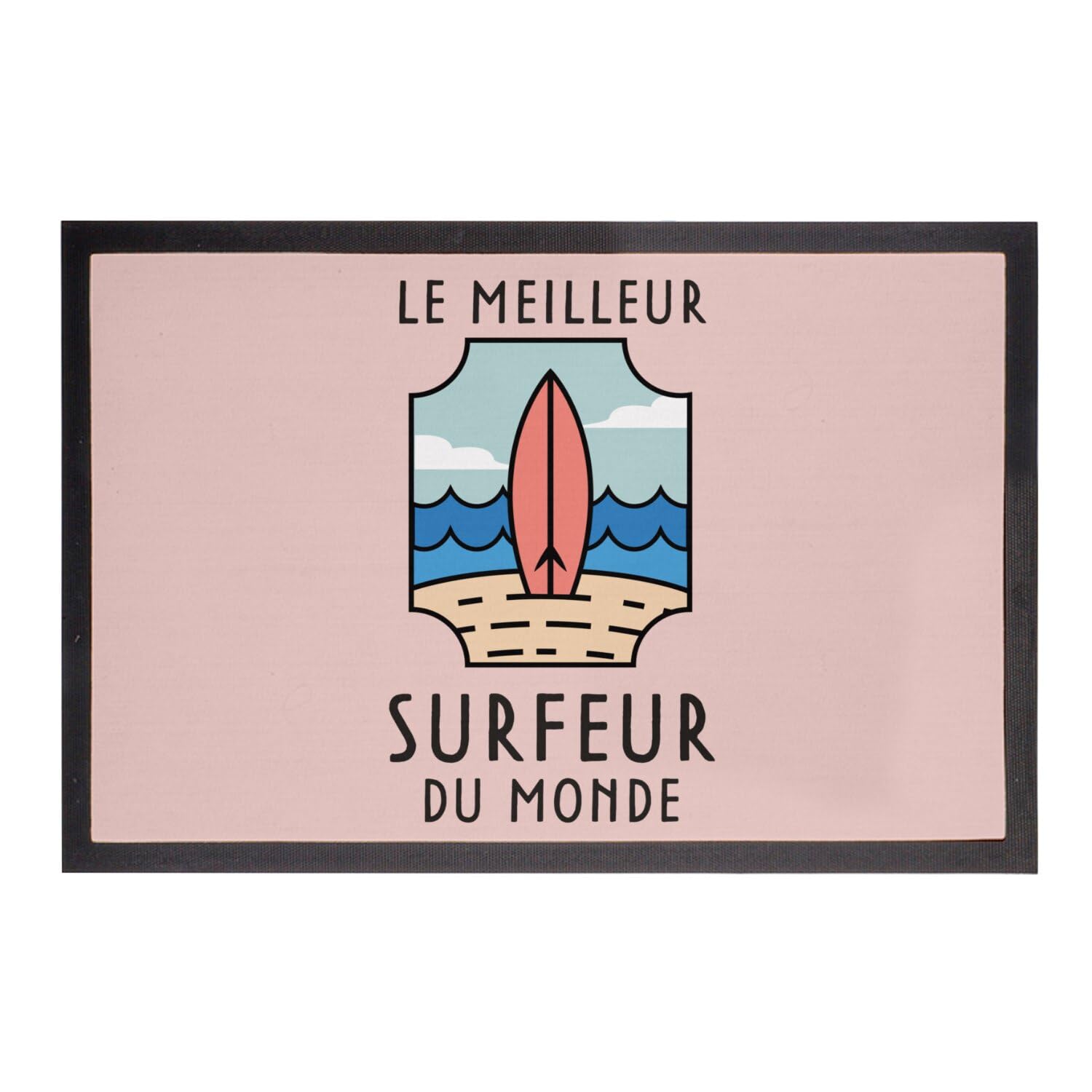 Paillasson rose surf antidérapant et absorbant de 60x40cm