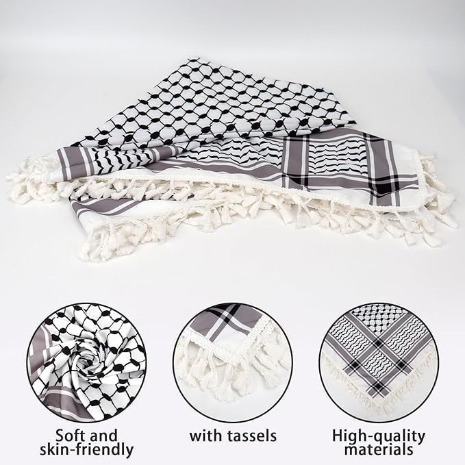 Premium Shemagh Keffiyeh Scarf, Original Palestinian Design, 100% Cotton Handmade, for Men and Women3