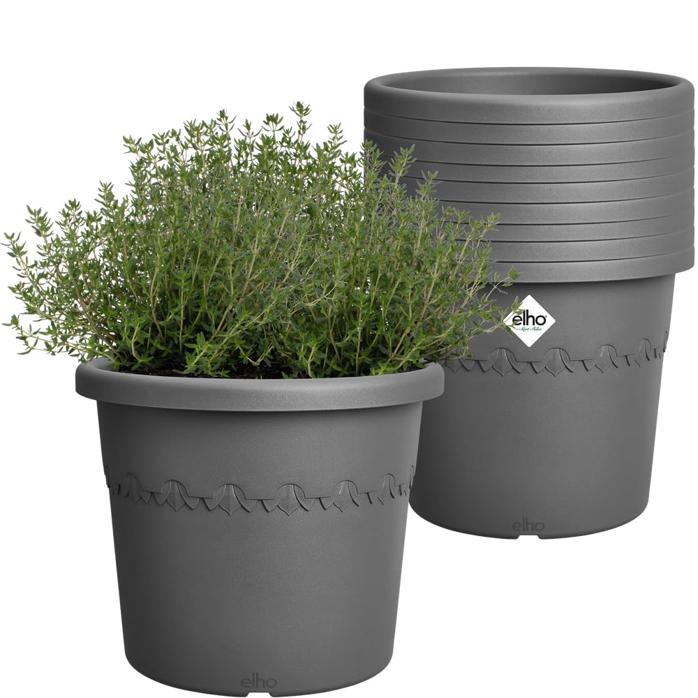 Elho Algarve Cilindro 25 | Lot de 10 Pot de Fleur - Anthracite