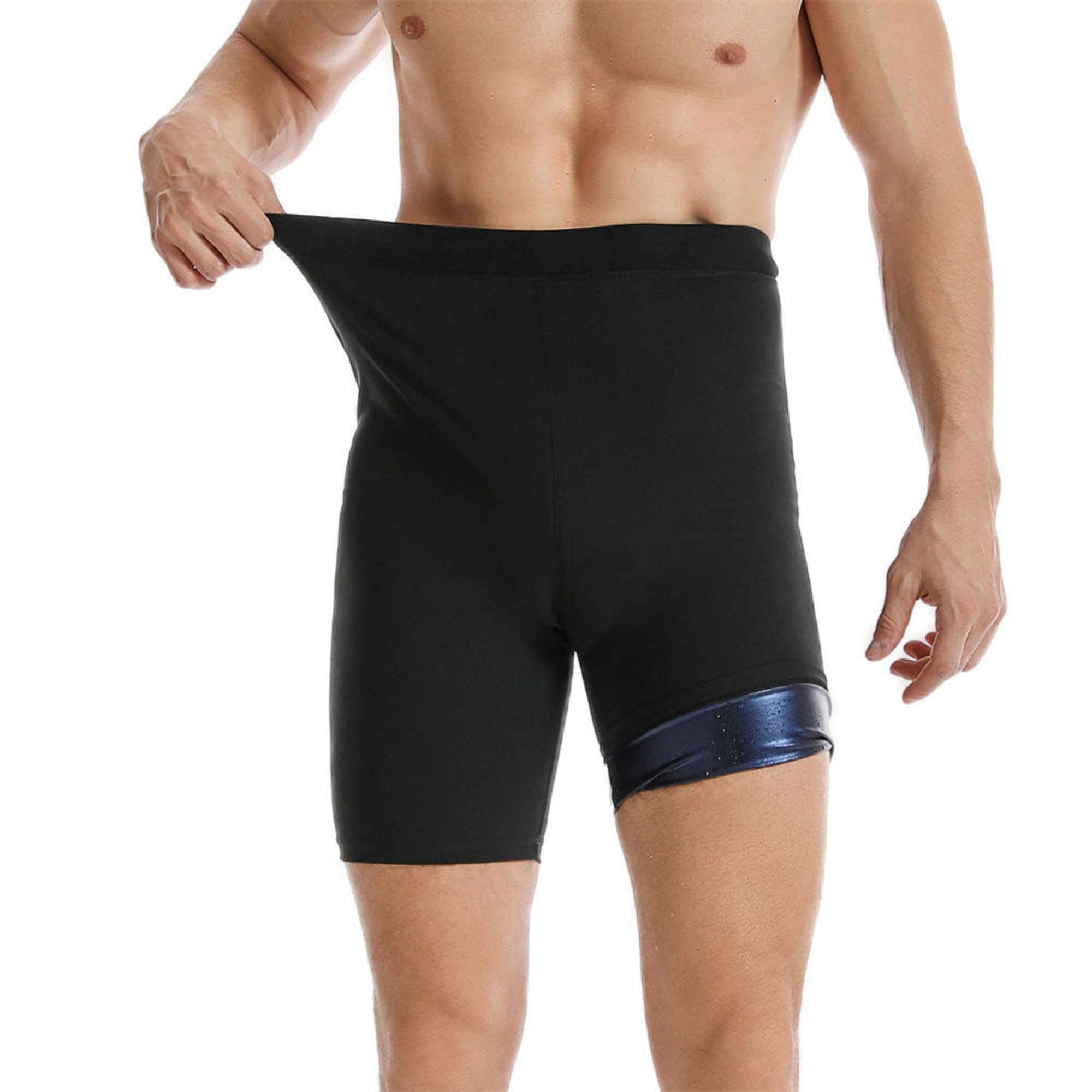 Sauna Sweat Short Pants for Men Hot Thermo Sauna Leggings Compression High Waist Workout Body Shaper Shorts Sweat Enhancing Fitness Pants for Gym Running Weight Loss