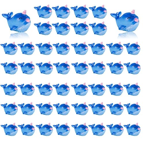 Yuthsona 50PCS Mini Ocean Animals Figurines Ornaments Resin Sea Animal Tiny Resin Figurines for Fish Tank Decorations Party Favor Garden Accessories Gift (Whale)