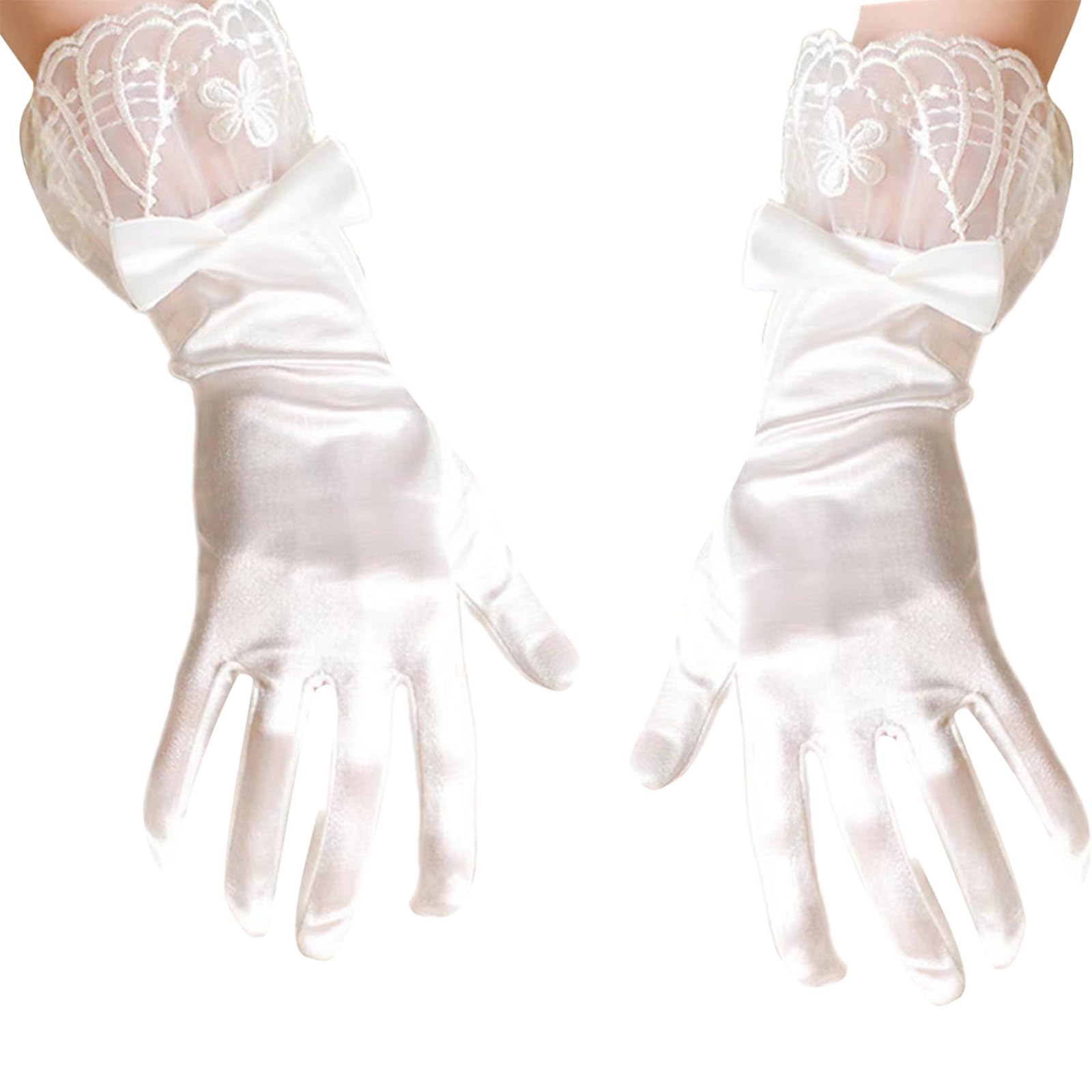 GUUDDAY Elegant Gloves Lace Full Finger For Proms Concert Evening Banquet Accessory Short Gloves For Bride And Bridesmaids