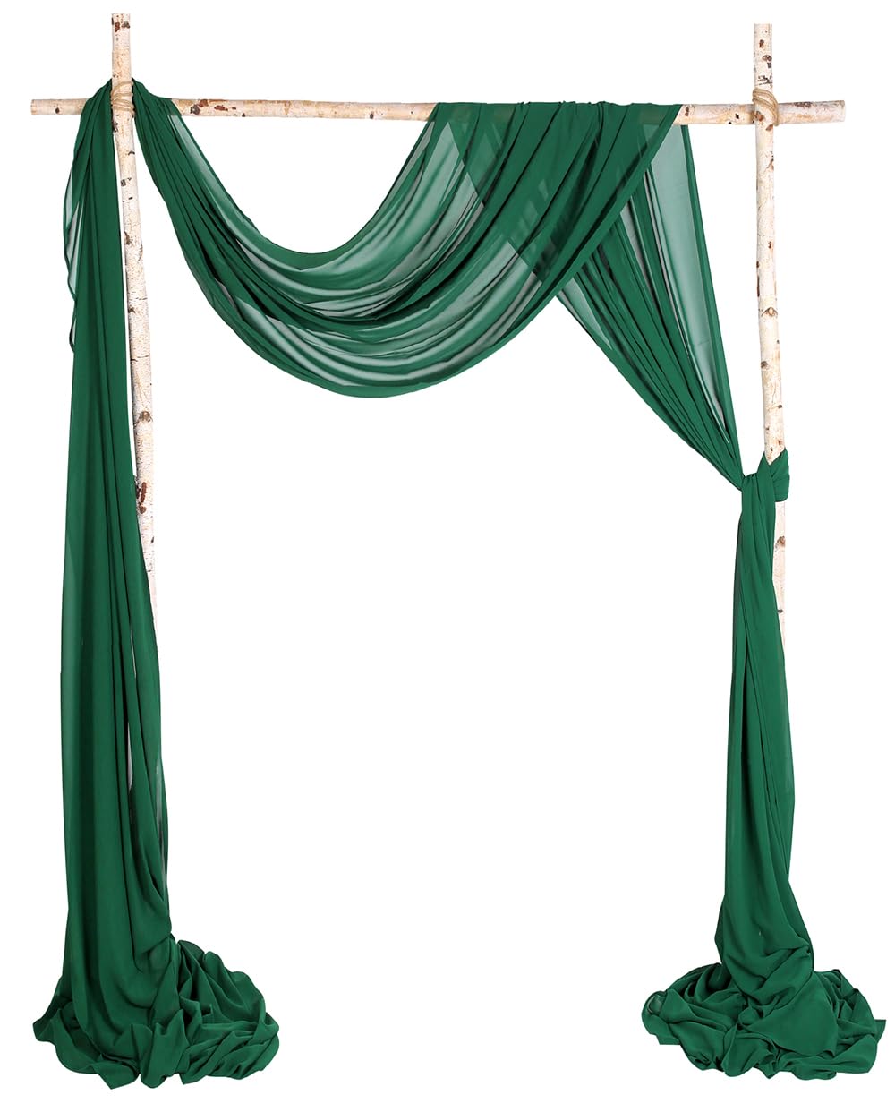 Cytdkve 2 Panels 24Ft Chiffon Wedding Arch Drapes Draping Fabric for Wedding Ceremony Party Reception Backdrop (Hunter Green & Hunter Green)