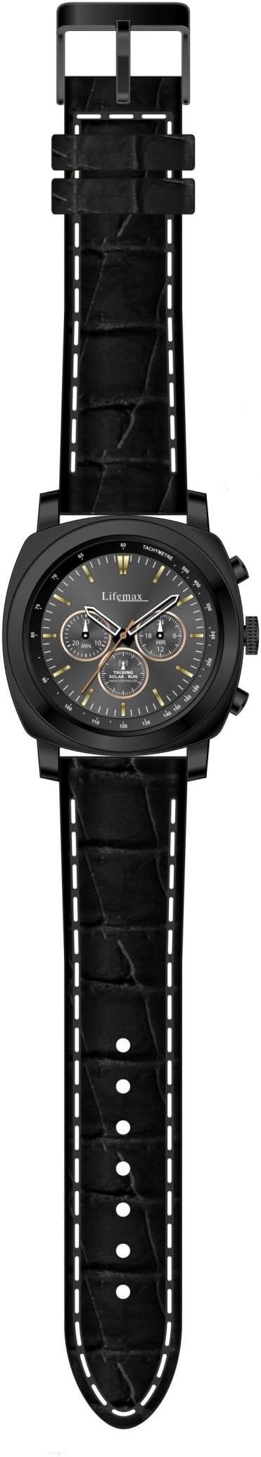 LifemaxLifemax Chronograph Style Atomic Talking Watch with Black Leather