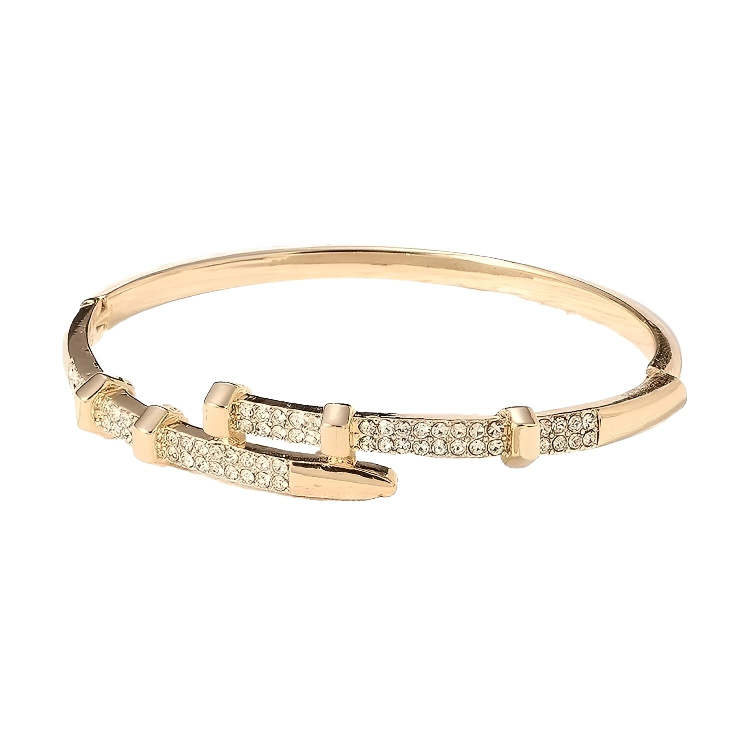 Rainway Pulseras de uñas para mujer, brazalete chapado en oro de 18 quilates, elegante circonita cúbica, diseño abierto, pulsera ajustable, elegante regalo de joyería para hombre y mujer