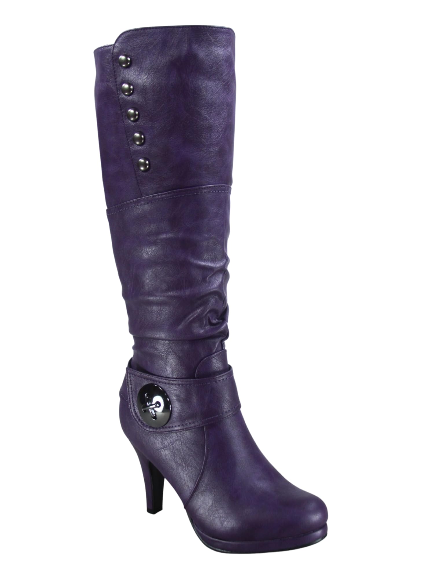 toozon TZ Zone-45 Women's Knee High Mid-Calf Heeled Round Toe Platform High Heel Boots Shoes