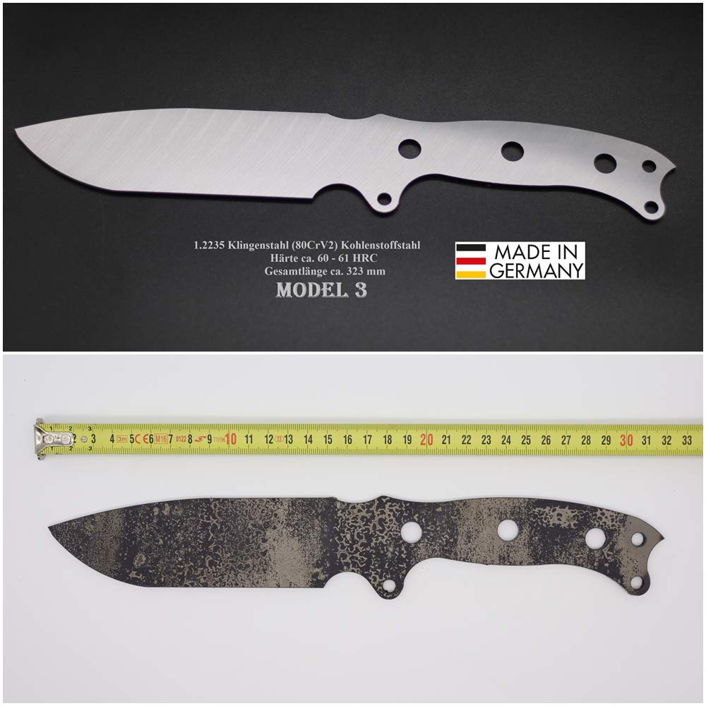Rohling Model 3-323mm Poliert/Messerbau Messerstahl Messerklinge Klingenrohling Jagdmesser