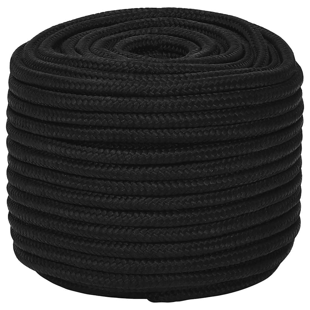 'vidaXL Durable Black Work Rope - 12mm Diameter, 250m Length, Resist UV, Abrasion, Chemicals - Versatile Polyester Braided Rope for Indoor & Outdoor Use — image 1