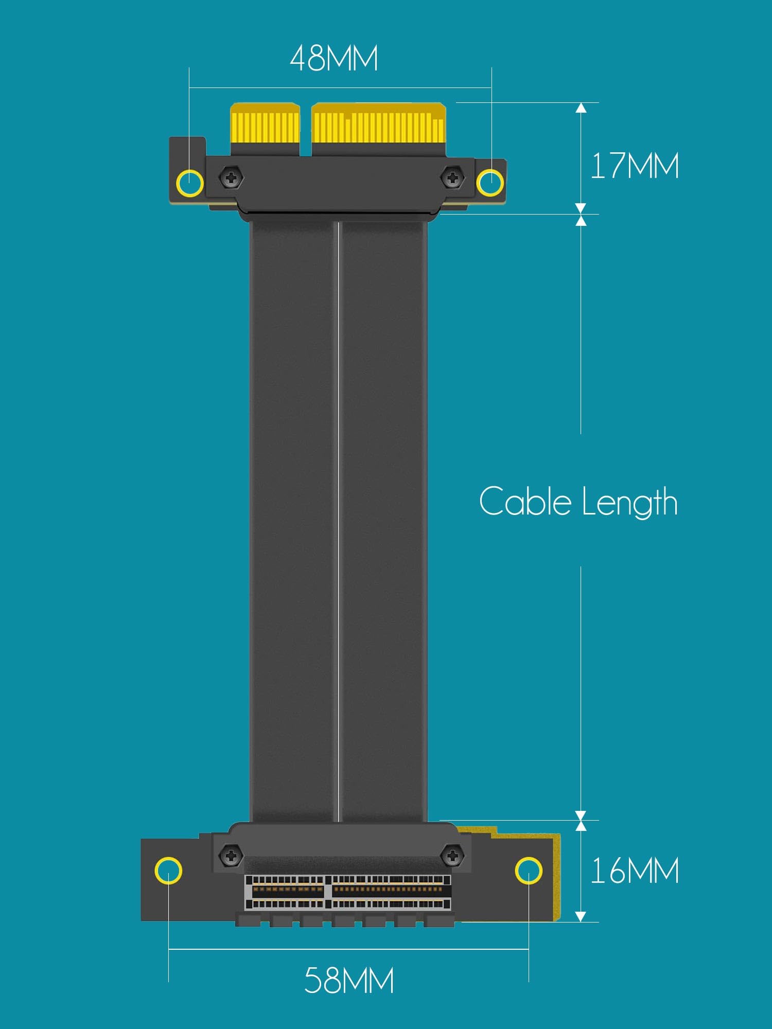 GLOTRENDS 600mm PCIe 4.0 X4 Riser Kabel dla M.2, WiFi, Firewire, USB, kart dźwiękowych itp.
