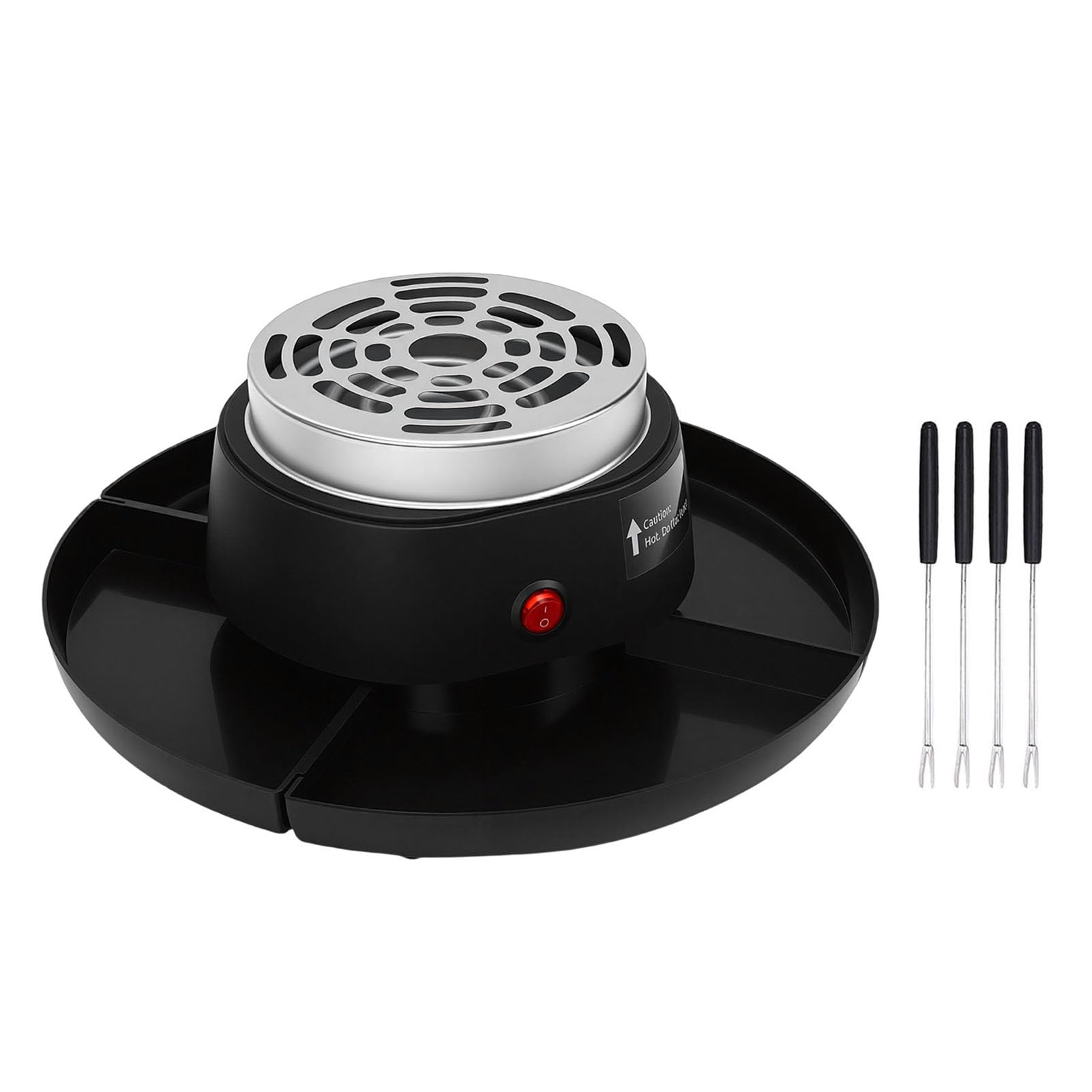 Greensen 2 en 1 Hacedor de Smores Eléctrico, Asador de Malvaviscos de Mesa y Olla de Fondue de Chocolate con 4 Tenedores para Asar y Bandejas Desmontables (Enchufe europeo 220V)