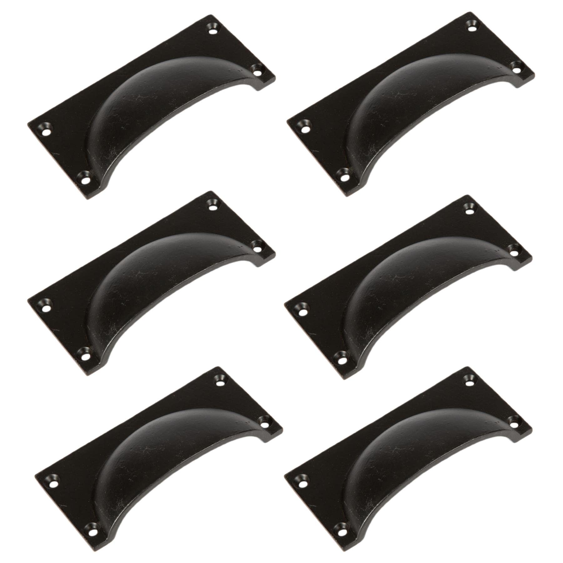 Hammer And Tongs Black Hammer & Tongs Rectangular Cabinet Drawer Pull - W105mm X H50mm - Pack Of 6 - Home Cupboard Door Knob Handles Screws Included