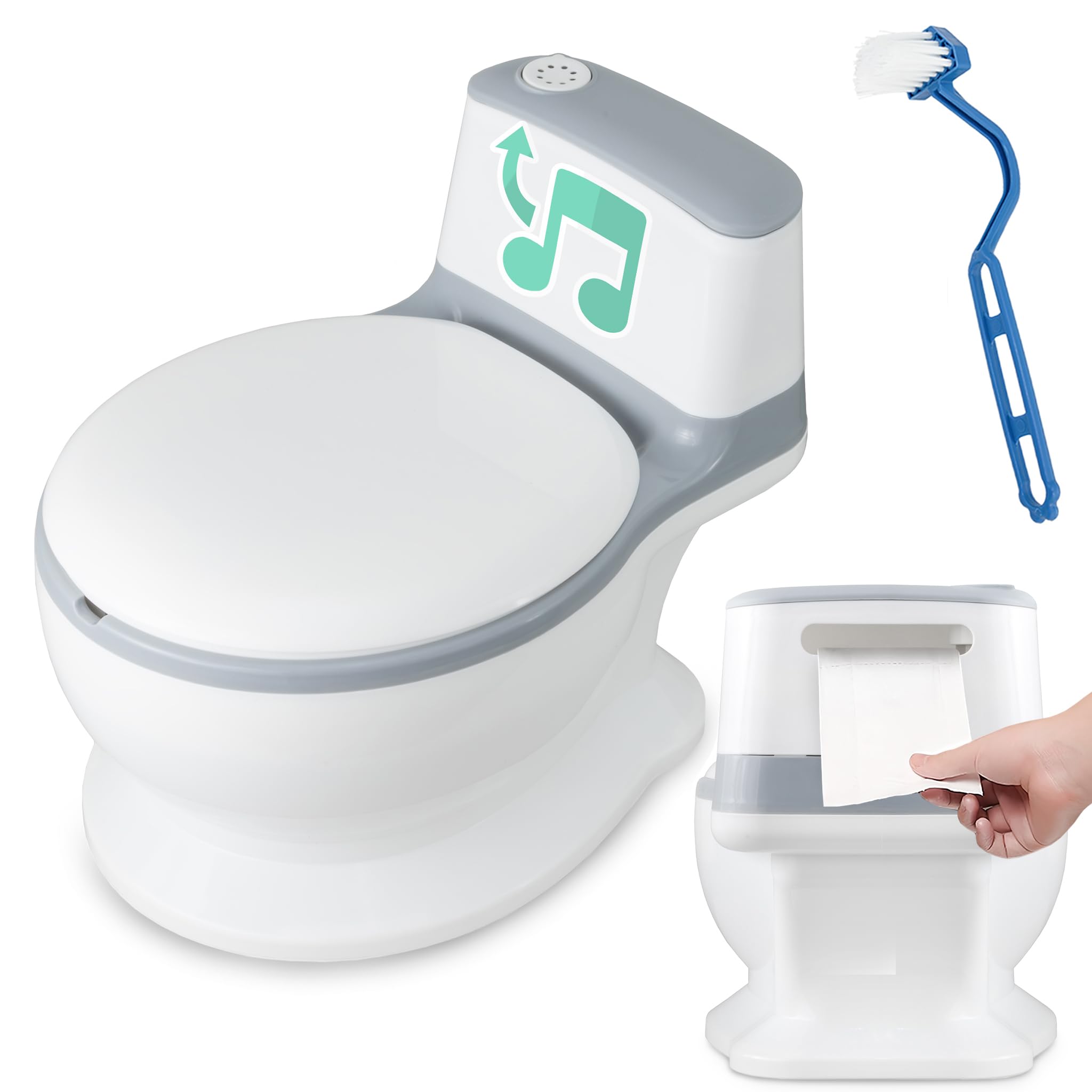 ALMAR Baby Orinal portátil con forma de wc para niños, con sonido de descarga de cadena, y portarrollos integrado fomenta el aprendizaje de tus hijos para ir al baño de forma divertida