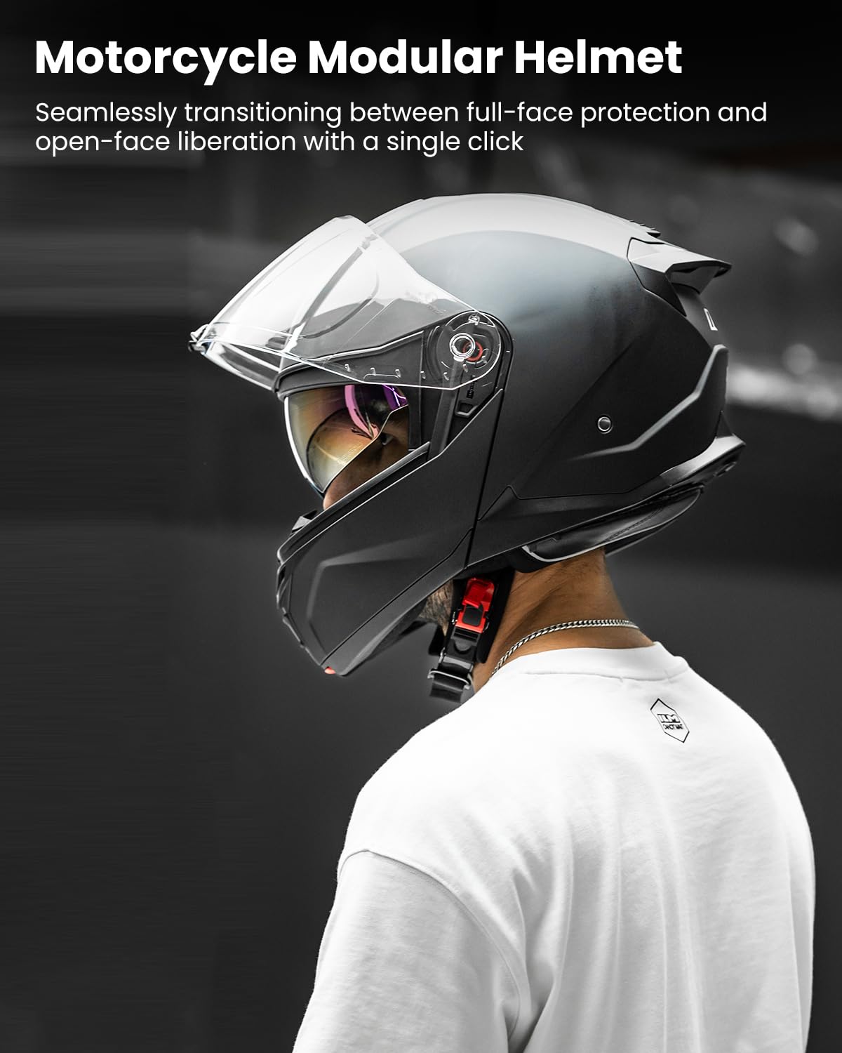 ILM Klapphelm Motorradhelm Integralhelm Herren Damen Modular Full Face Flip Up ECE22.06 DOT Motorrad Street Racing Modell B-711