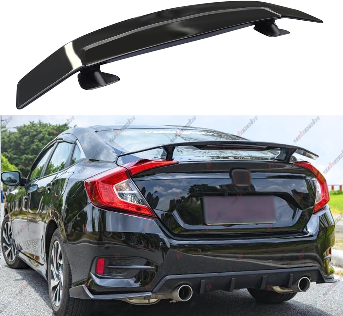 46inch Universal Rear Spoiler, Trunk Wing ABS Tail Decor, Pro Style Rear Lid Spoiler (Glossy Black)