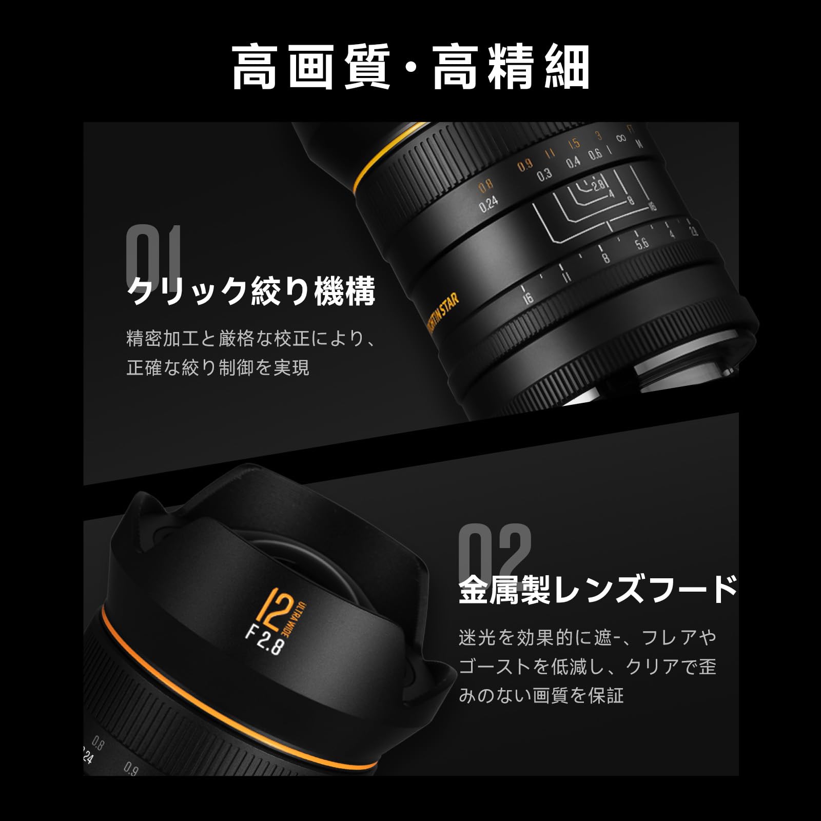Amazon.co.jp: Brightin Star 12mm F2.8 超広角レンズ フルサイズ 大