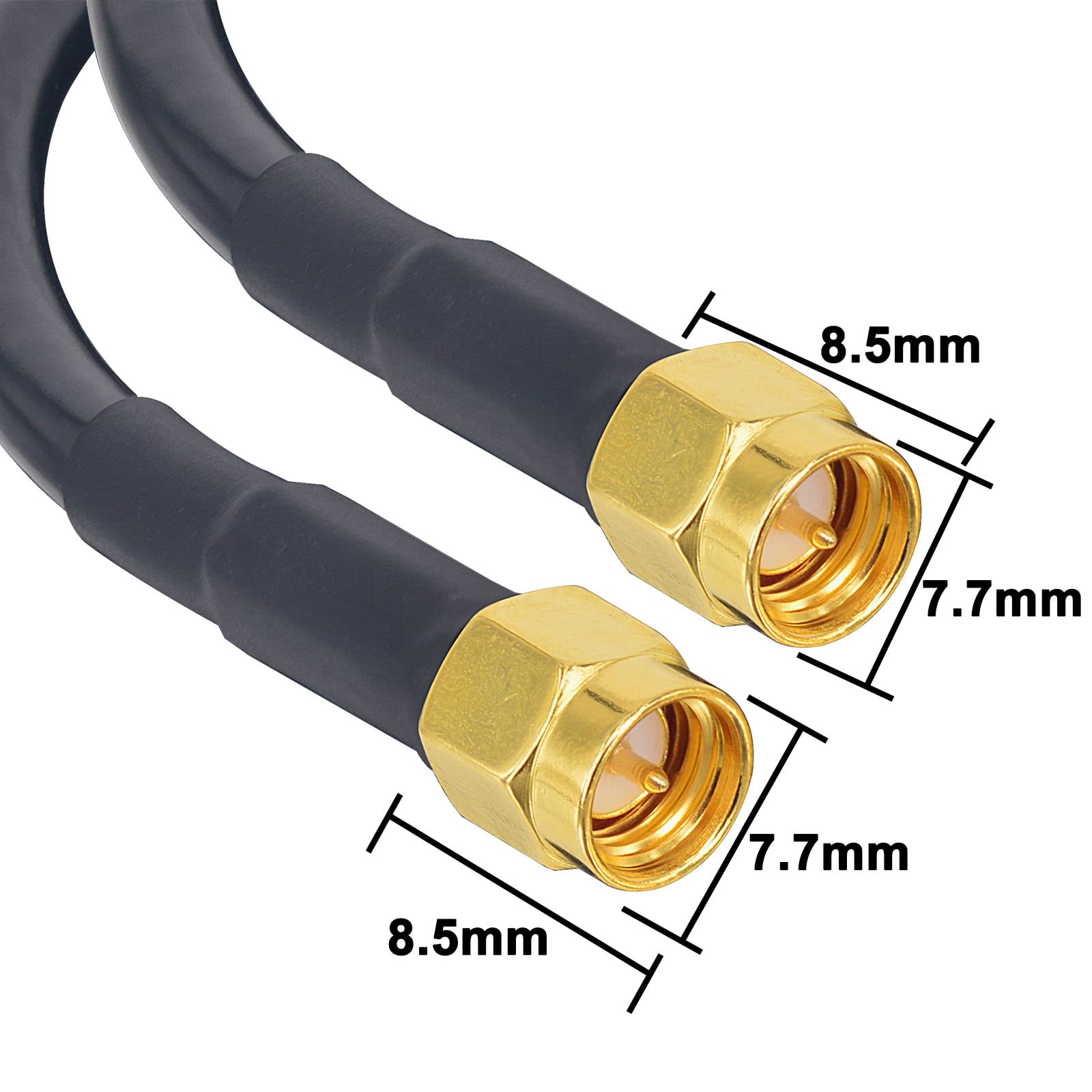 SMA to SMA Cable 5M RG58 Cable SMA Male to SMA Male 50 Ohm SMA Extension Cable Low Loss SMA to SMA Antenna Cable for 3G/4G/LTE/GPS/HF Radio/WiFi Antenna/Two-Way Radio