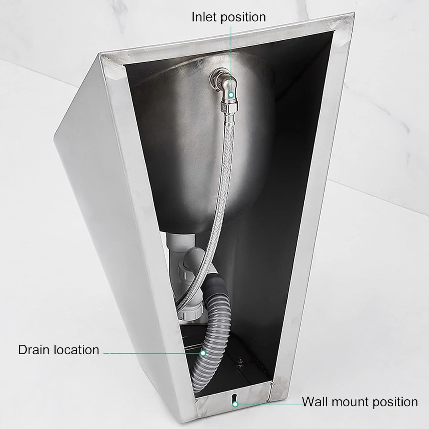 Wall-Mounted Sensor Urinal,304 Stainless Steel Urinal,Men's Flush Urinal,Intelligent Sensor Design,bar Urinal, Commercial Urinal,Men's Bathroom Urinal (Silver)