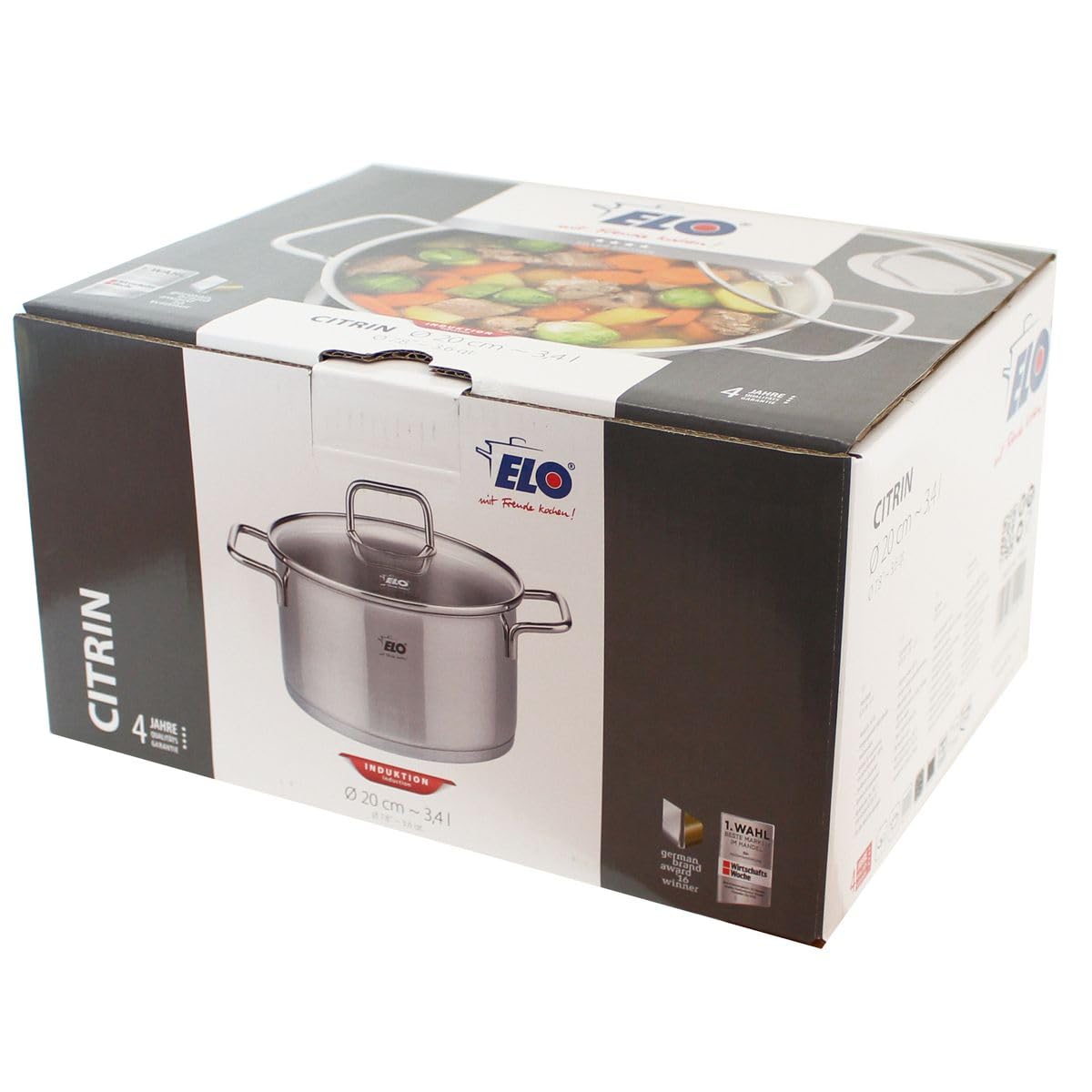 Amazon｜ELO (イーロー) クックポット 両手鍋 深型 20cm ガラス蓋付