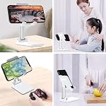 [2 Pack] Desktop Cell Phone Holder, TIQUS Foldable Smart Phone Stand Mobile Phone Mount for Desk Compatible with All Cellphones (White 2 Pack)
