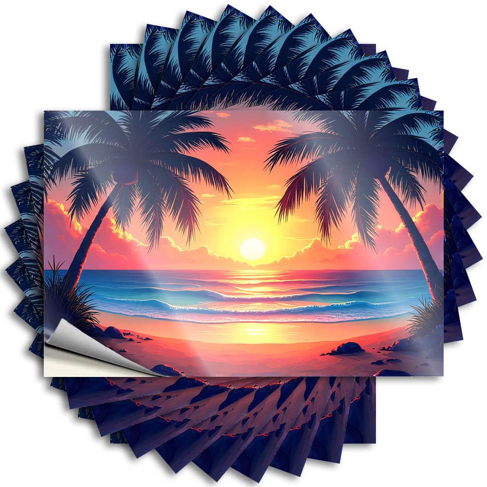 Bookish Quote, Teen Stuff Window Palm Trees Frame A Serene Sunset Over The Ocean | Funny Quote Diatomaceous Decals(6X9CM)