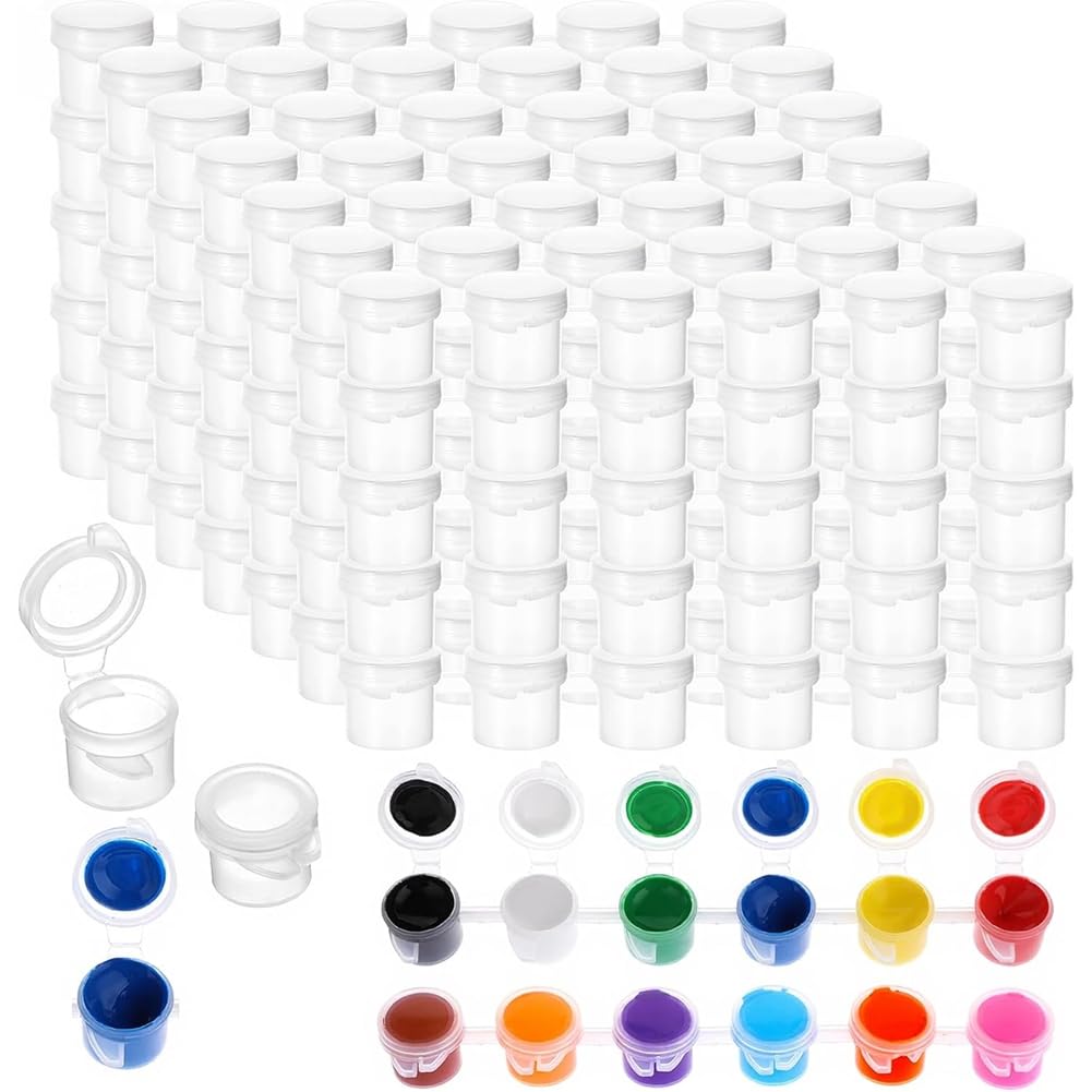 Jnchdghwa As Shown Clear Plastic Storage Cups For Art Painting Crafts, 100 Strips 600 Empty Paint Pots, 3Ml/0.1Oz Paint Containers With Lids