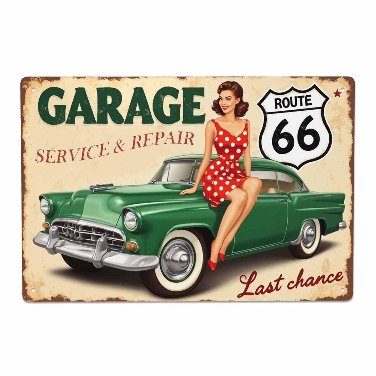 Amazon.com: AOYEGO Pin Up Tin Sign,Route 66 Garage Service Repairs
