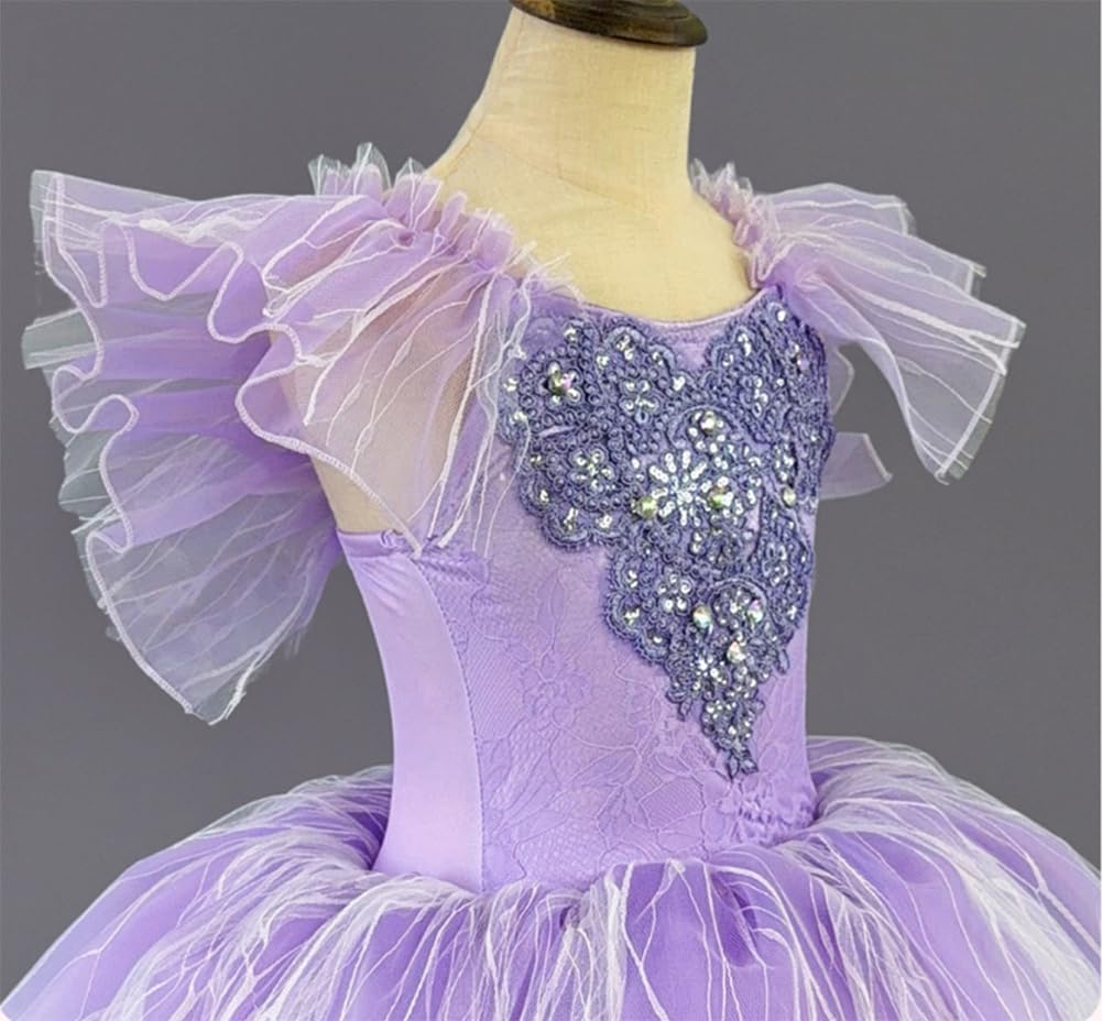Falda tutú de Ballet Profesional para niñas, Vestido Largo de Tul español para niñas, Disfraces para competiciones de Danza del Lago de los Cisnes
