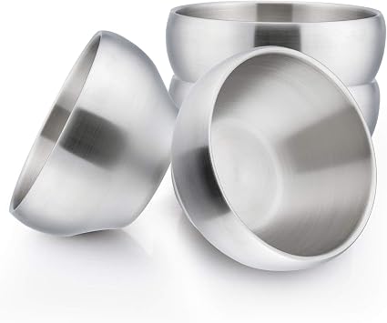 HaWare Heavy 18/8304 Stainless Steel BowlsDouble Walled, 12 oz Kids Toddlers Feeding/Soup/Snacks Bowls, Unbreakable and Dishwasher Safe4 Pack