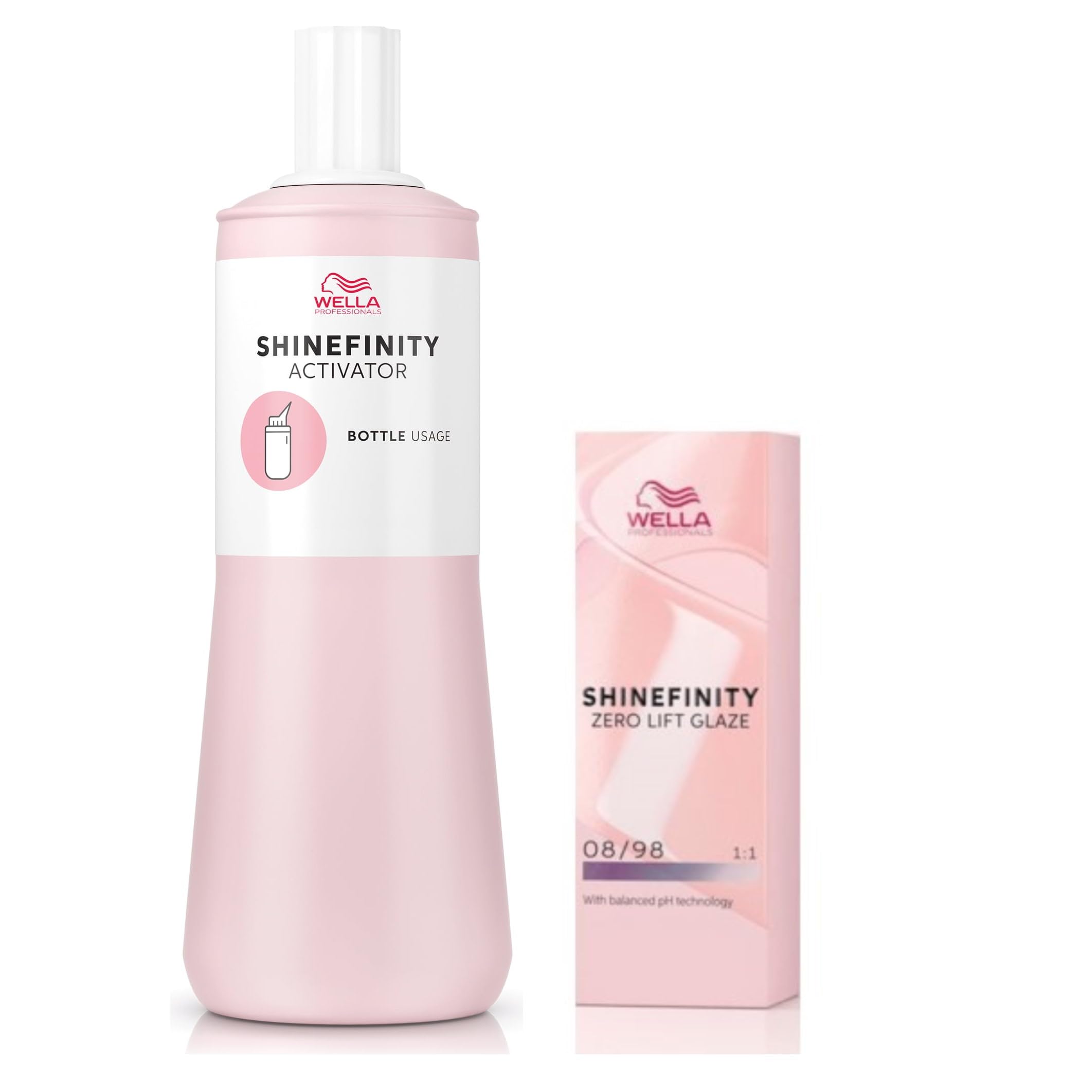Wella Shinefinityinity Glaze Activator Flasche 2%, 1000ml & Wella Professionals Shinefinity 08/98 Cool Silver Pearl 60ml