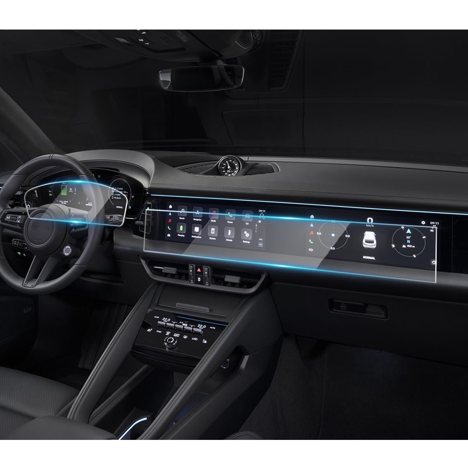 Compatible with 2024 2025 Porsche Macan EV Screen Protector Glass for Macan EV (Macan 4/Turbo) 12.6'' Instrument Cluster Dashboard& 10.9''