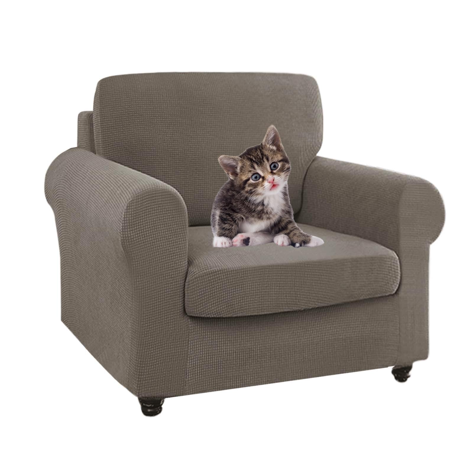 SYLC Ektorp Sofa Cover with Seat Cushions Covers and Backrests Covers Sofa Covers Stylish Stretch Jacquard Couch Slipcover Protector (Taupe,Chair+1 Seat+1 Back)