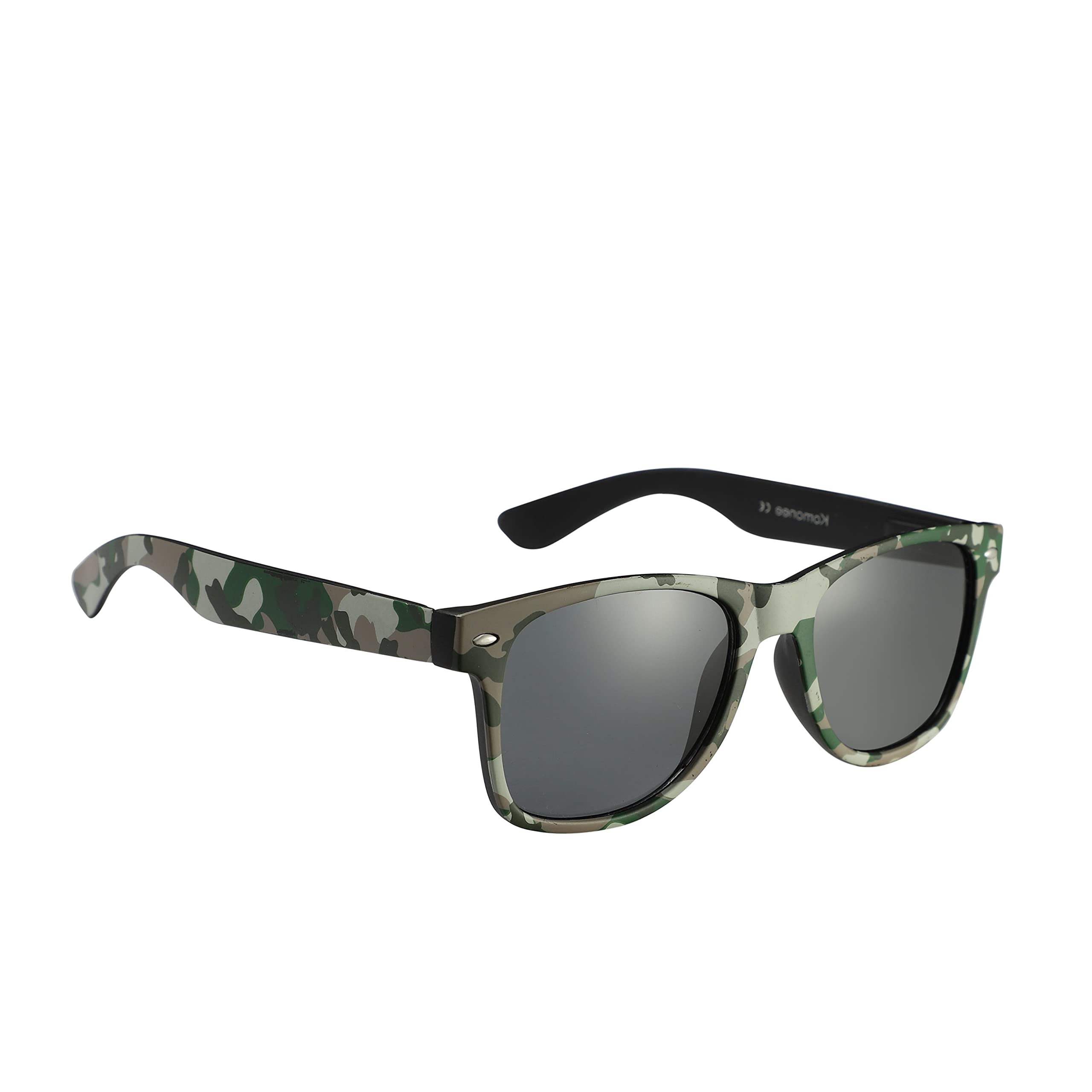 Komonee Drifter Camo Sunglasses Set With Soft Case and Cleaning Cloth Classic Style Retro Sun Shades UV400 Protection Unisex For Men Women Sports