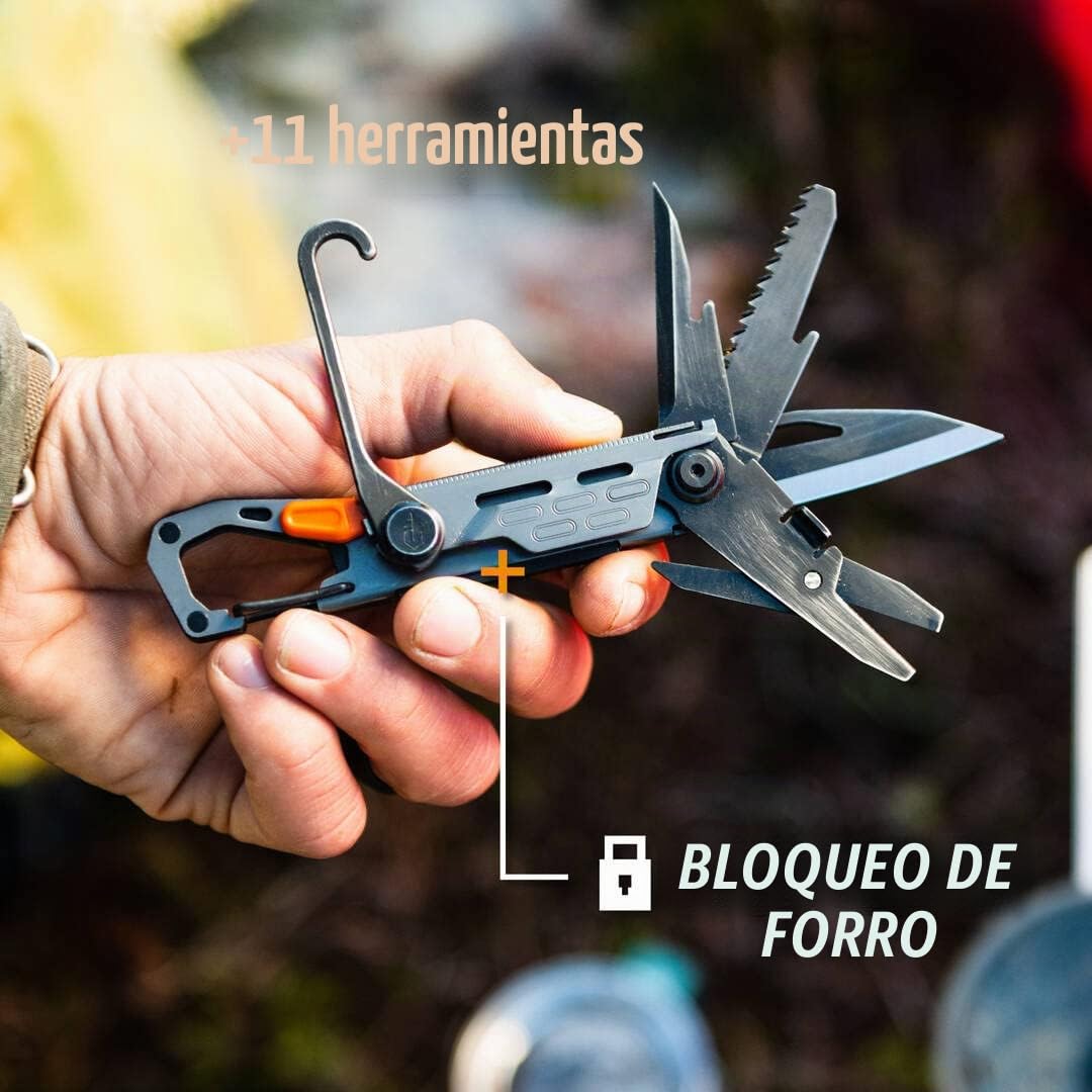 Gerber Multi-herramienta con 11 Funciones, Replanteo, Con Cierre de Marco y Mosquetón, Plata, 30-001743