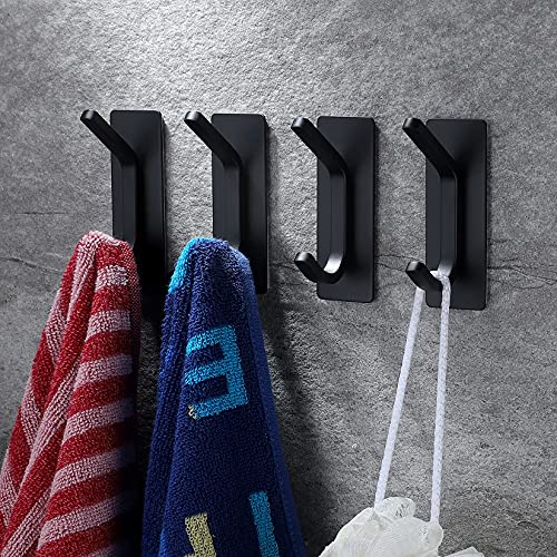 ZUNTO Black Adhesive Hook - Self Adhesive Hook/Coat Sticky Hooks for Kitchen Bathrooms (4 Packs) - Image 3