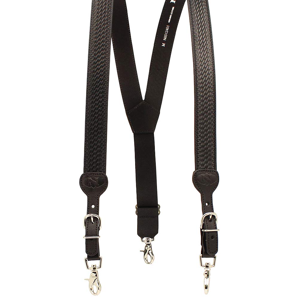 Nocona Belt Co. Men's Standard Gallus Basketweave Embossed Leather Suspenders