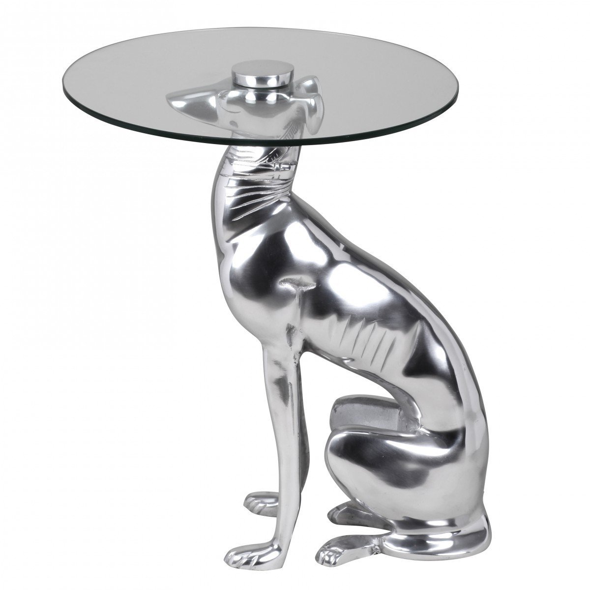 WOHNLING TableDesign Déco Argent Figure Dog Couleur Aluminium