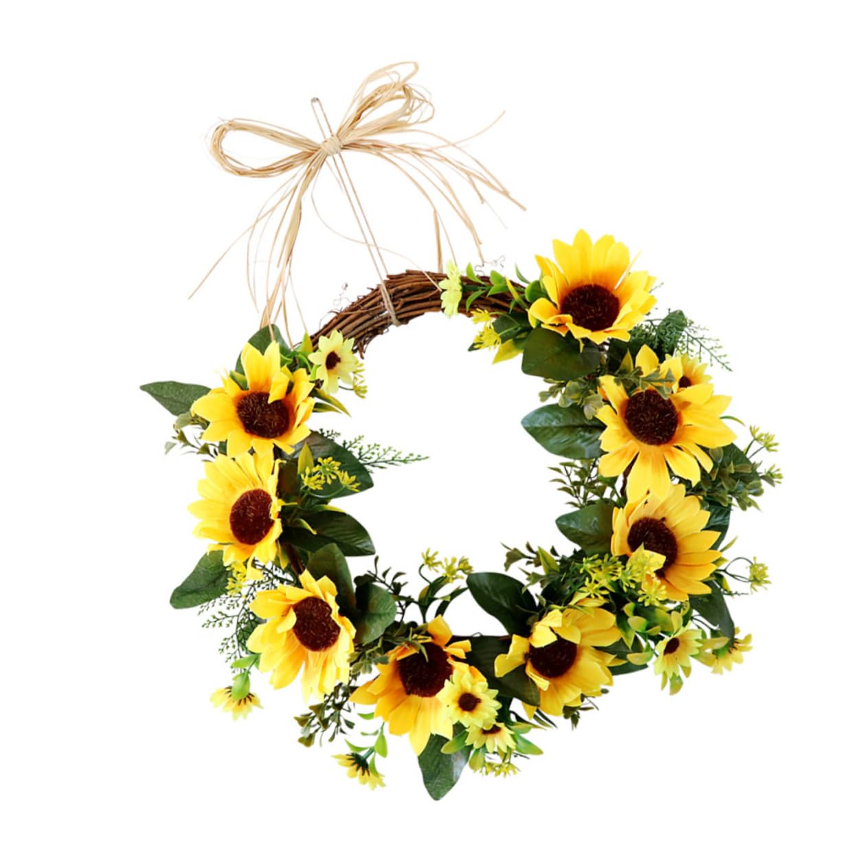Alipis 2 Pz Simulazione Girasole Ghirlanda della Porta d'ingresso ghirlande Verdi per la Porta d'ingresso addobbi Matrimonio Ornamento vetrina Ghirlanda sospesa Artificiale Appeso al Muro