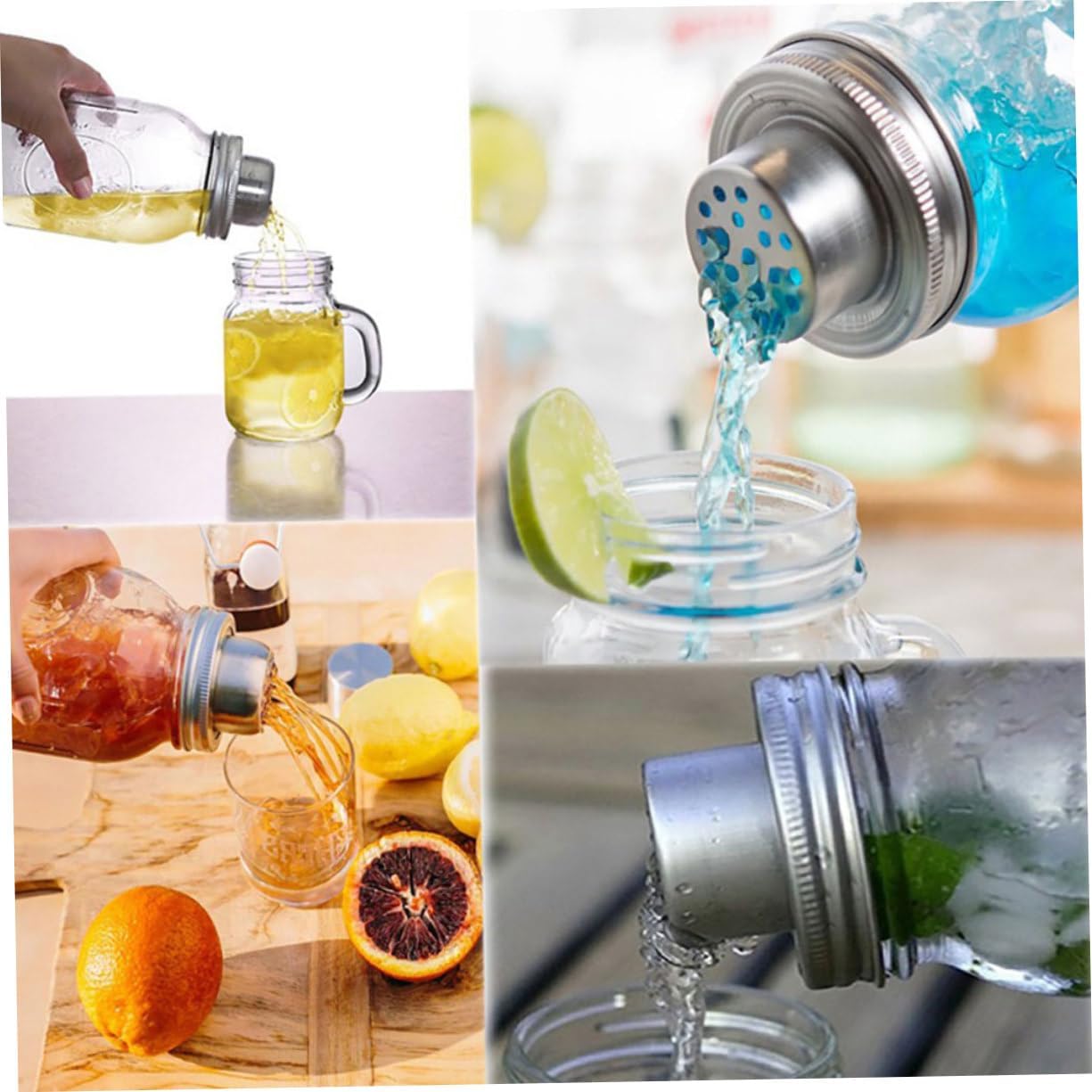 CHILDWEET 10pcs Stainless Steel Shaker Lids for Jars Versatile Cocktail Shaker and Spice Dispenser Lids for Home Bar Picnics and Seasoning Storage