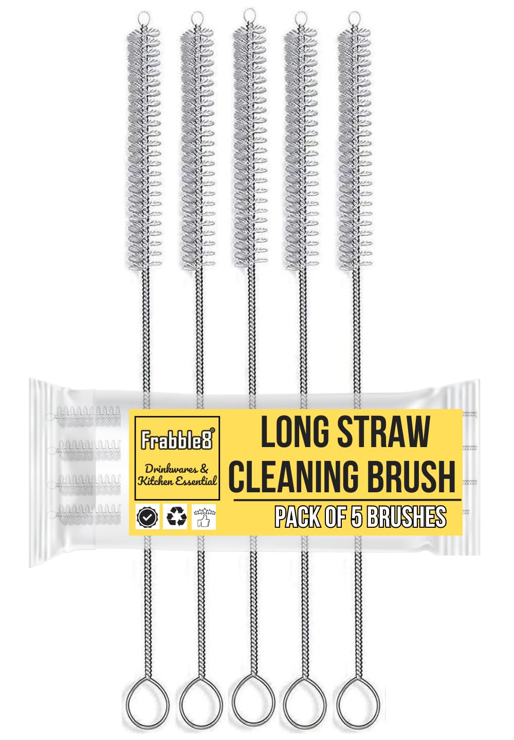 Frabble8 (Pack of 5) Straw Cleaning Brush/Stainless Steel Nylon Thin Pipes Drinking Straw Cleaning Brushes/Straw Cleaner Brush with Nylon Bristles (Pack of 5) (B0BH8GT5GY) Amazon Price History, Amazon Price Tracker