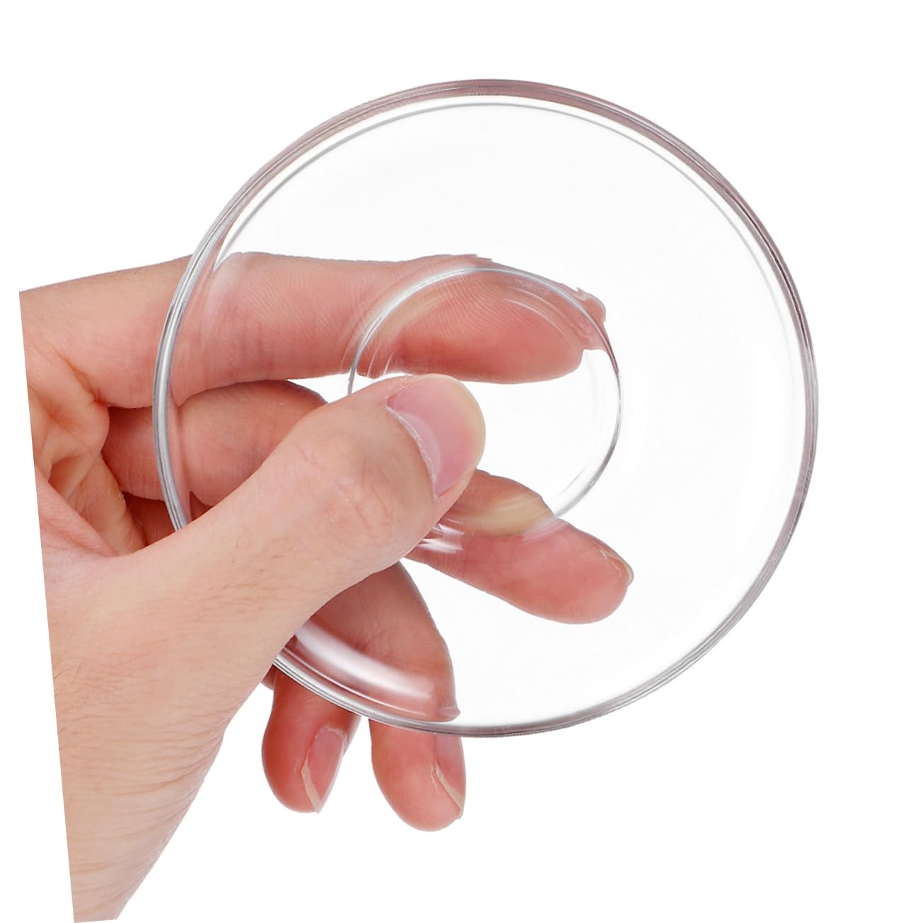 MOLUCKFU 2pcs Elegant Transparent Glass Plates for Tea Compact Round Snack Dishes for Indoor and Outdoor Use Sleek Design for Sophisticated Table Setting